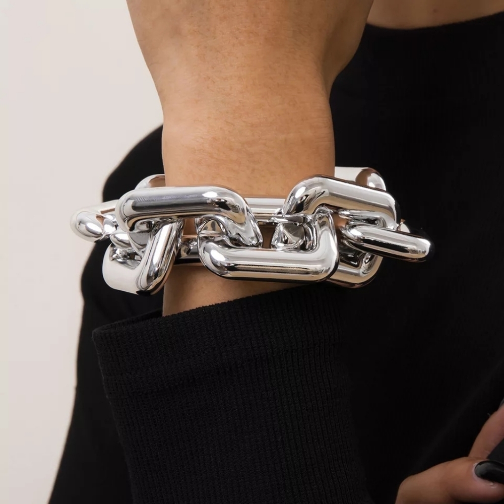 Large Vintage Geometric Chain Bracelet